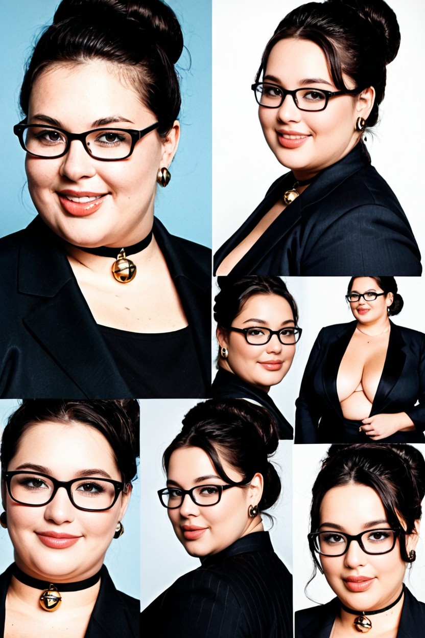 Multiple Views, Four Views Of Same Woman, Double Chin BBW AI Porn