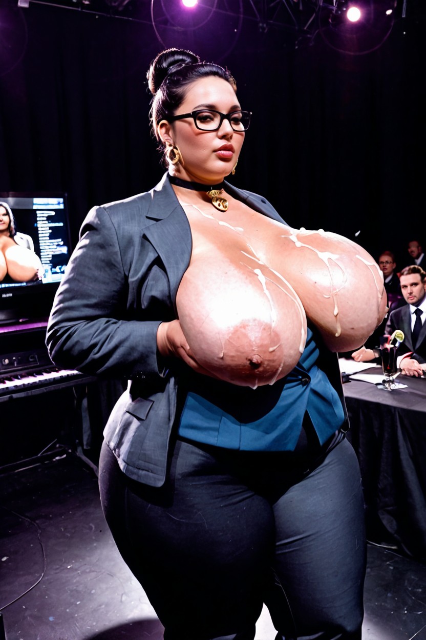 Cum On Face, Thick Glossy Lips, Intellectual BBW AI Porn