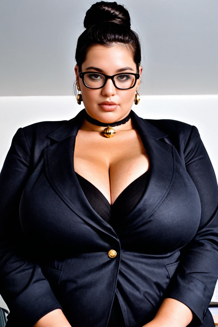 Close Up, Massive Chubby, Thick Black Glasses BBW AI Porn