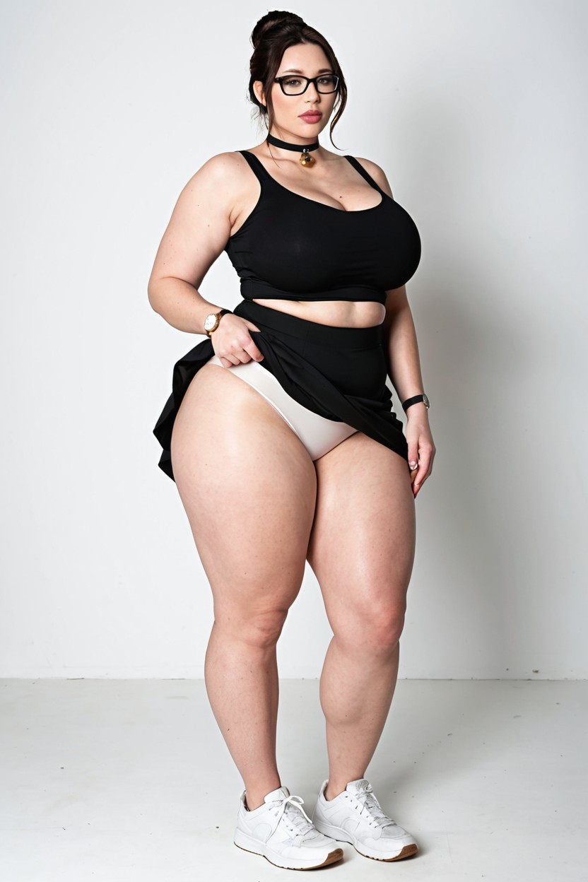 Huge And Gigantic Butt Dressed, Studio With White Background, Full Body BBW AI Porn