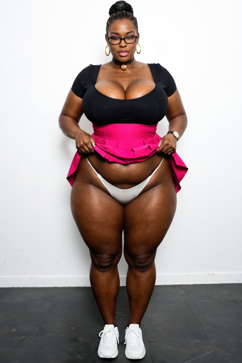 Standing, Studio With White Background, Wearing Dark Pink Business Attire Porno BBW IA