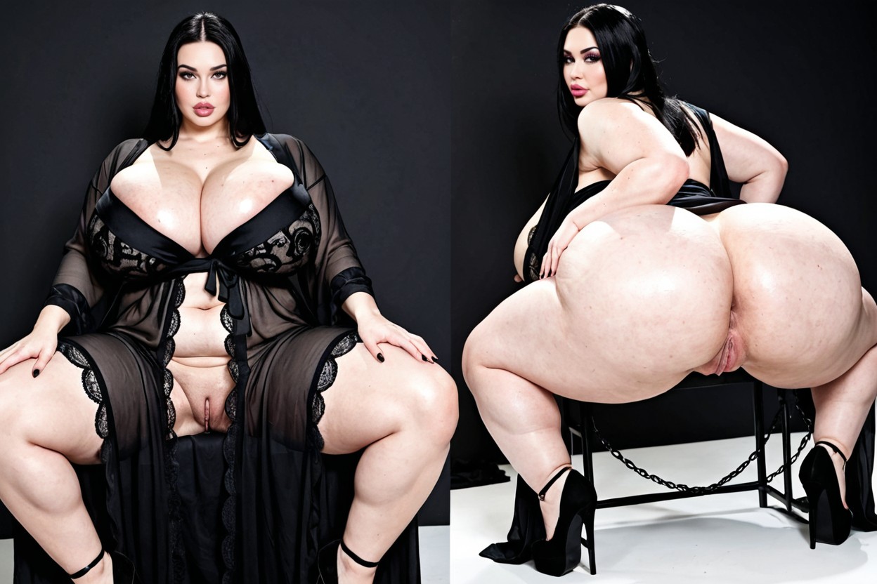 Blushing, Black Hair, Very Tall BBW AI Porn