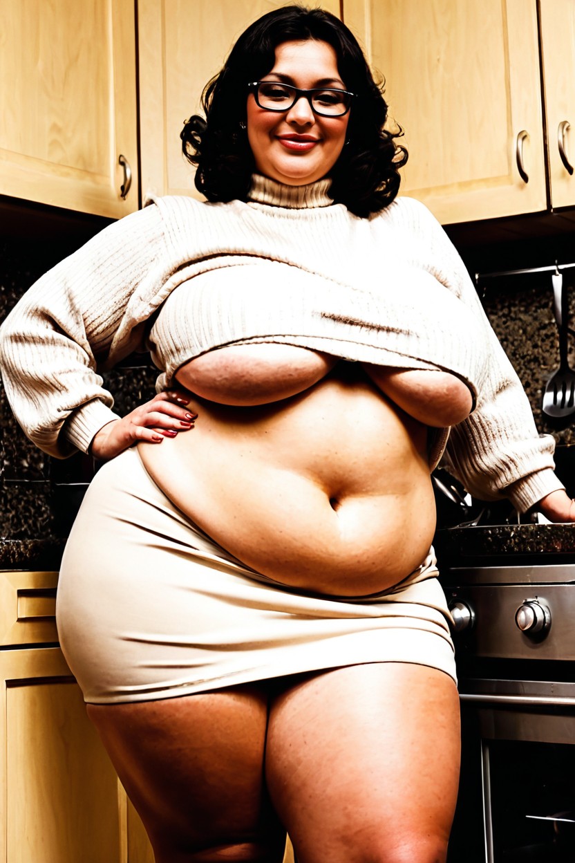 Solo, Standing, Kitchen BBW AI Porn