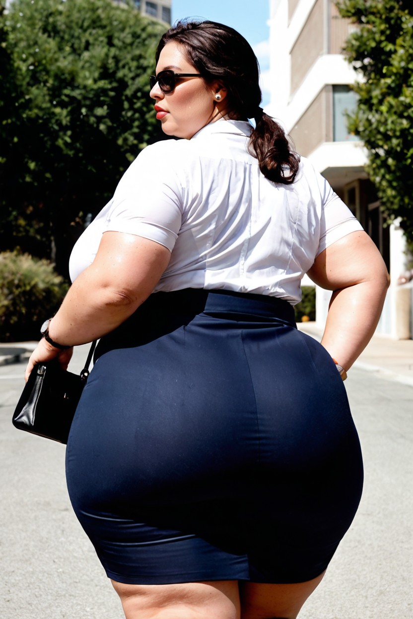 Round Plump Face, One Wristwatch, Handbag BBW AI Porn