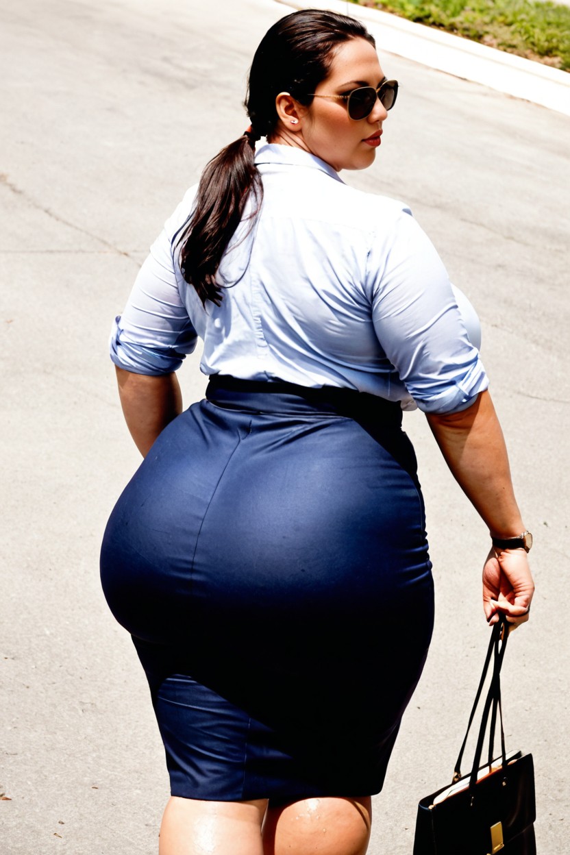 Choker With Bell, Wristwatch, Thick Plumper BBW AI Porn