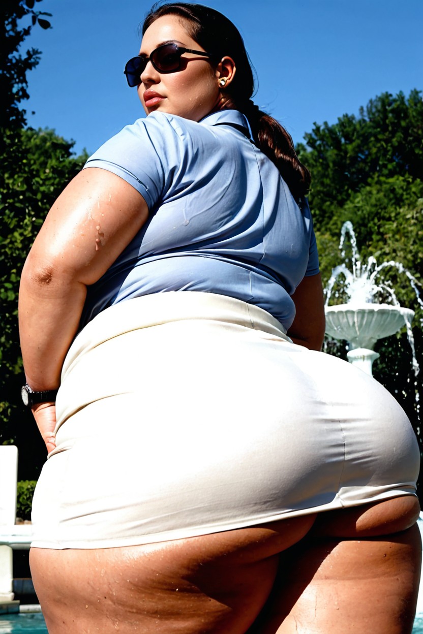 Modest, Smooth Pale Skin, One Wristwatch BBW AI Porn