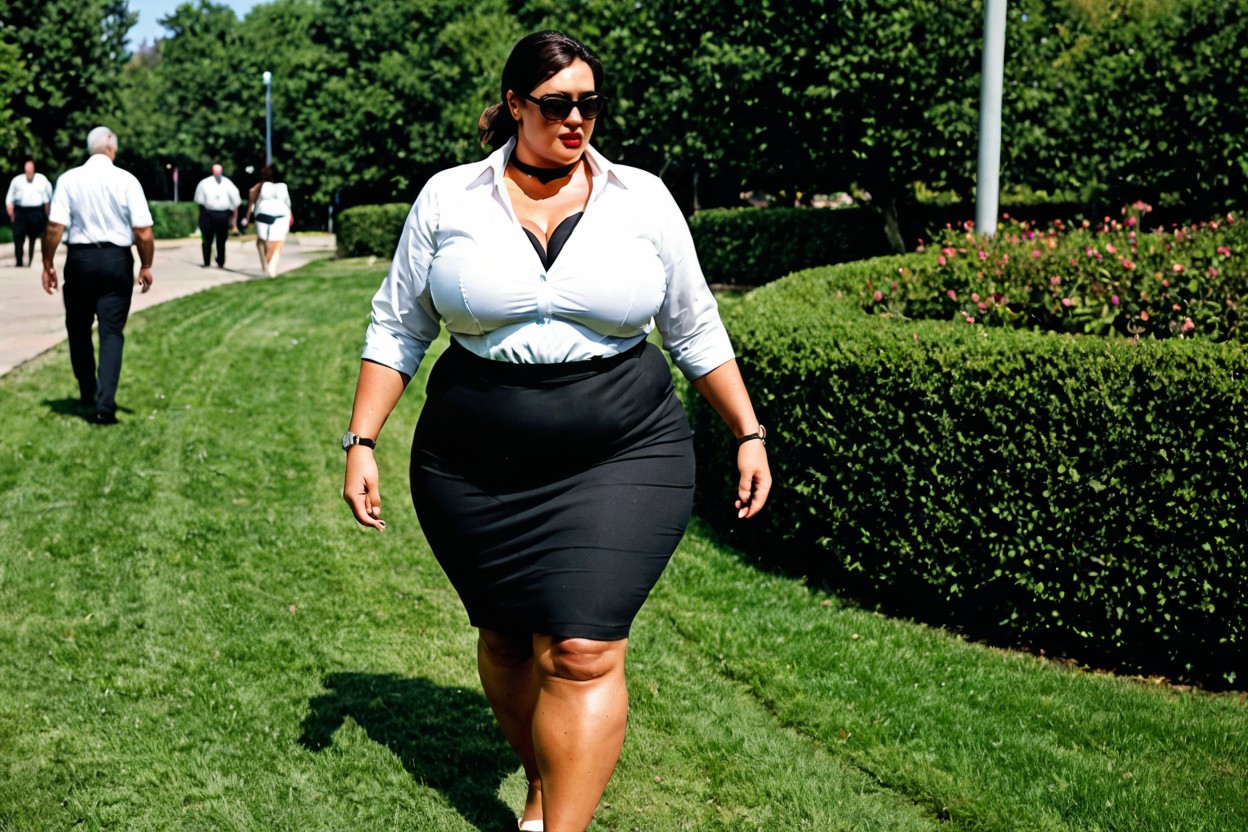 Extremely Large Ass, Smooth Pale Skin, Straight Black Hair BBW AI Porn