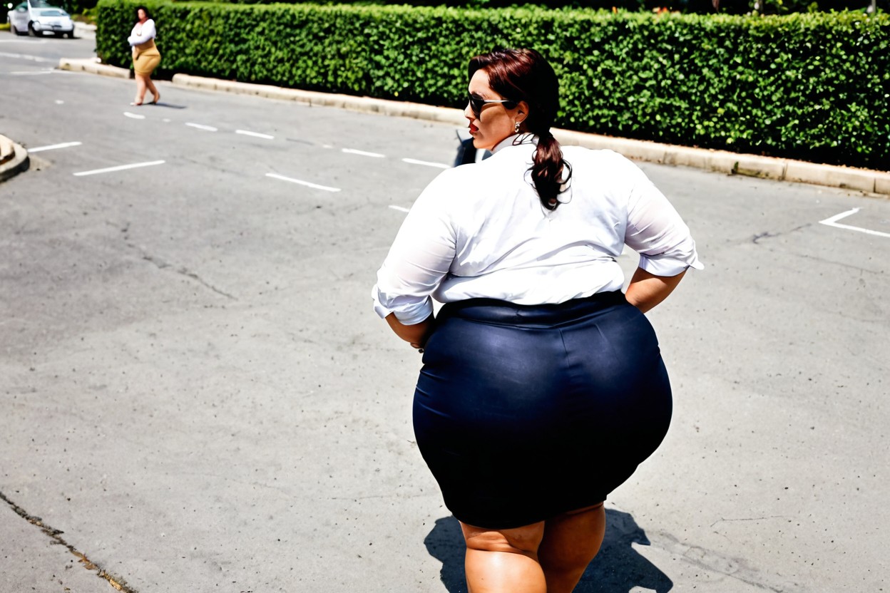 Walking, Serious, Top Down BBW AI Porn