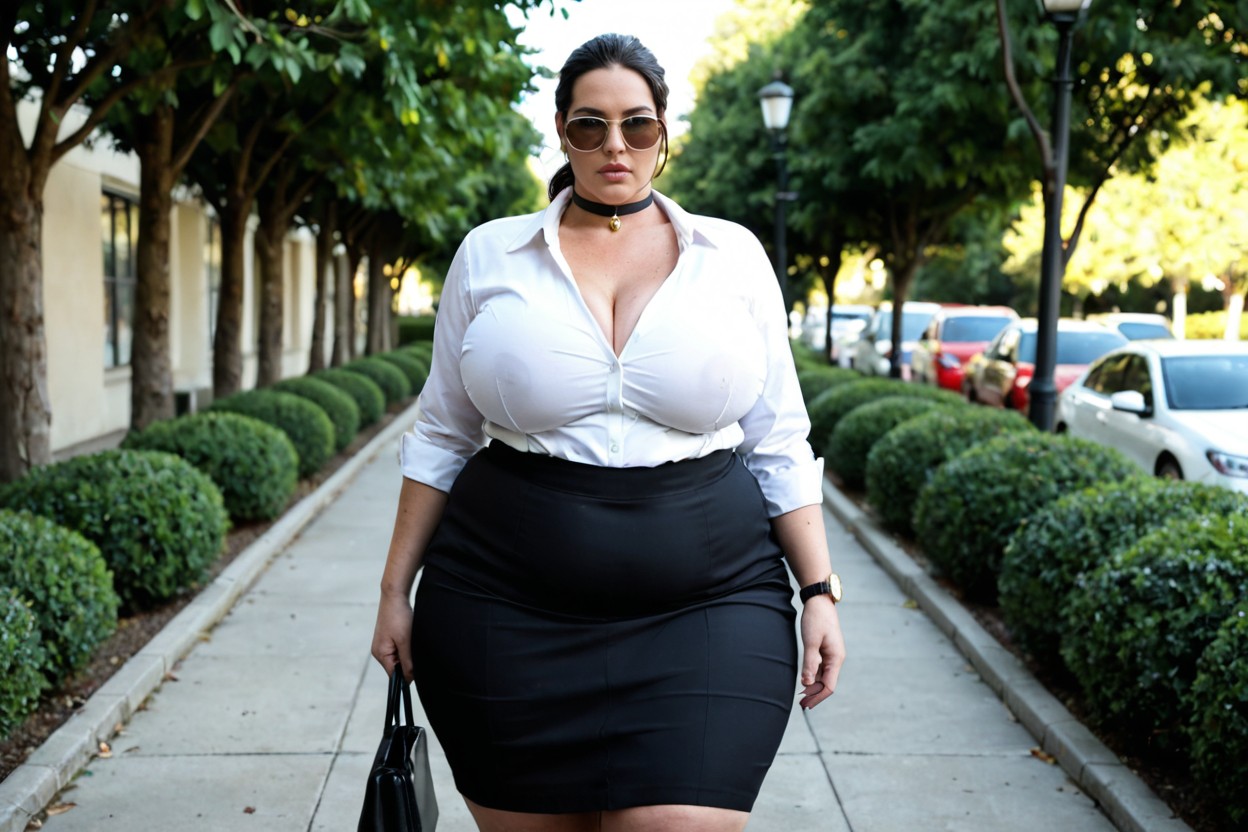 Deep Shadows, Double Chin, Fatty Office Worker BBW AI Porn