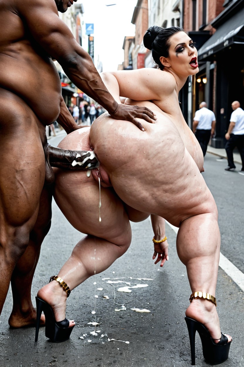 Anal Penetration, Insanely Obese Ussbbw, Black Background BBW AI Porn