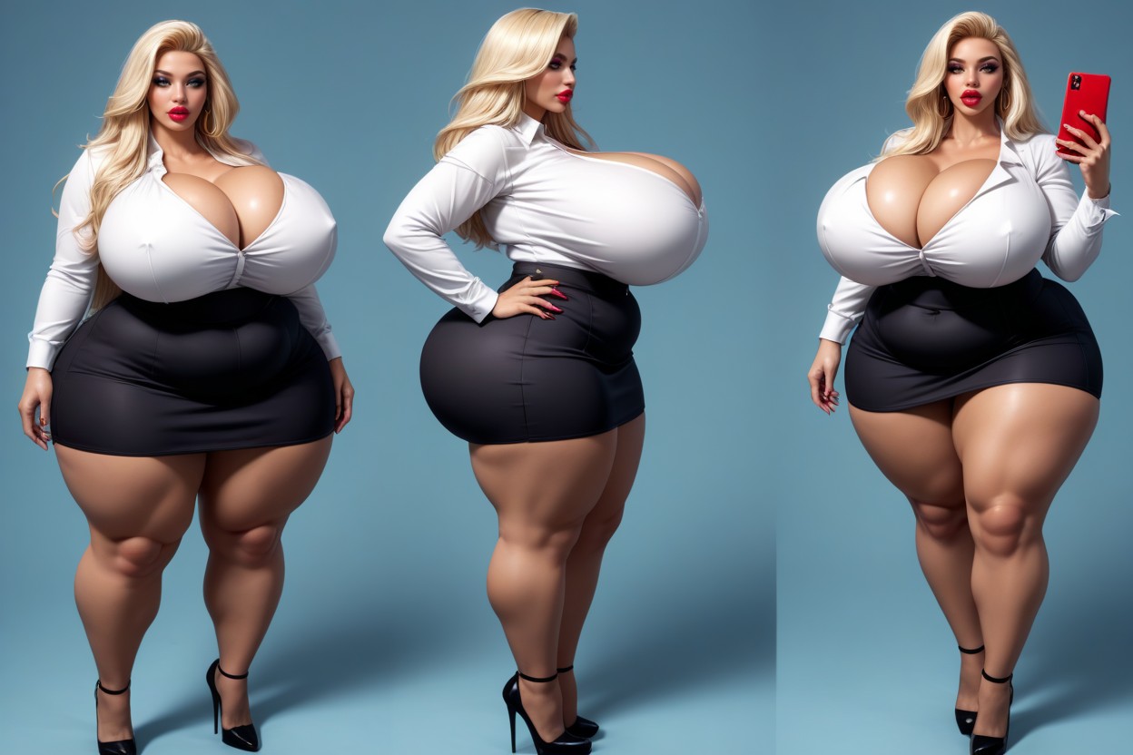 Thick Thighs, Breast Expansion, Cleavage BBW AI Porn