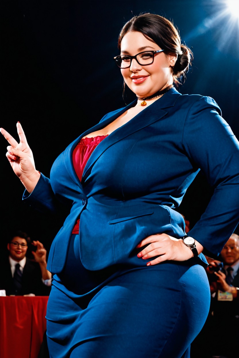 Low Bun, Model, Parted Lips BBW AI Porn