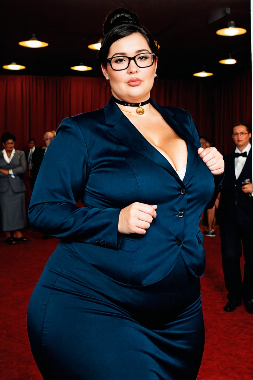 Many Audience, Fully Clothed, Trouser Suit BBW AI Porn