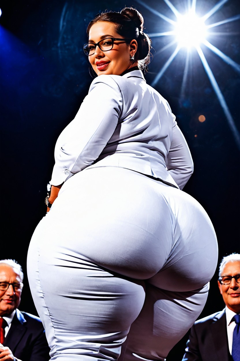 On The Stage, Dressed In A White Business Formal, Fatty Politician Porno BBW IA