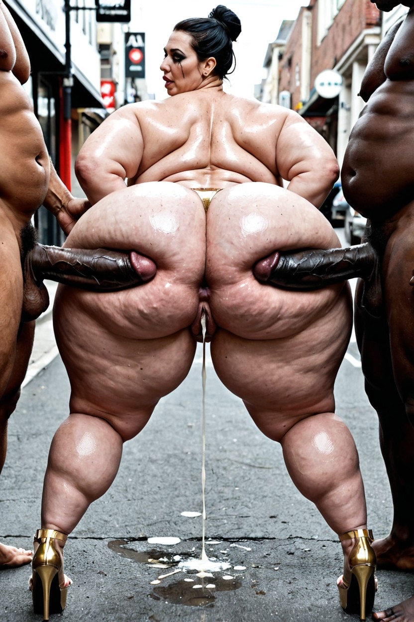 Enormous Hyper Ass, Deep Cleavage, Chunky Feet BBW AI Porn