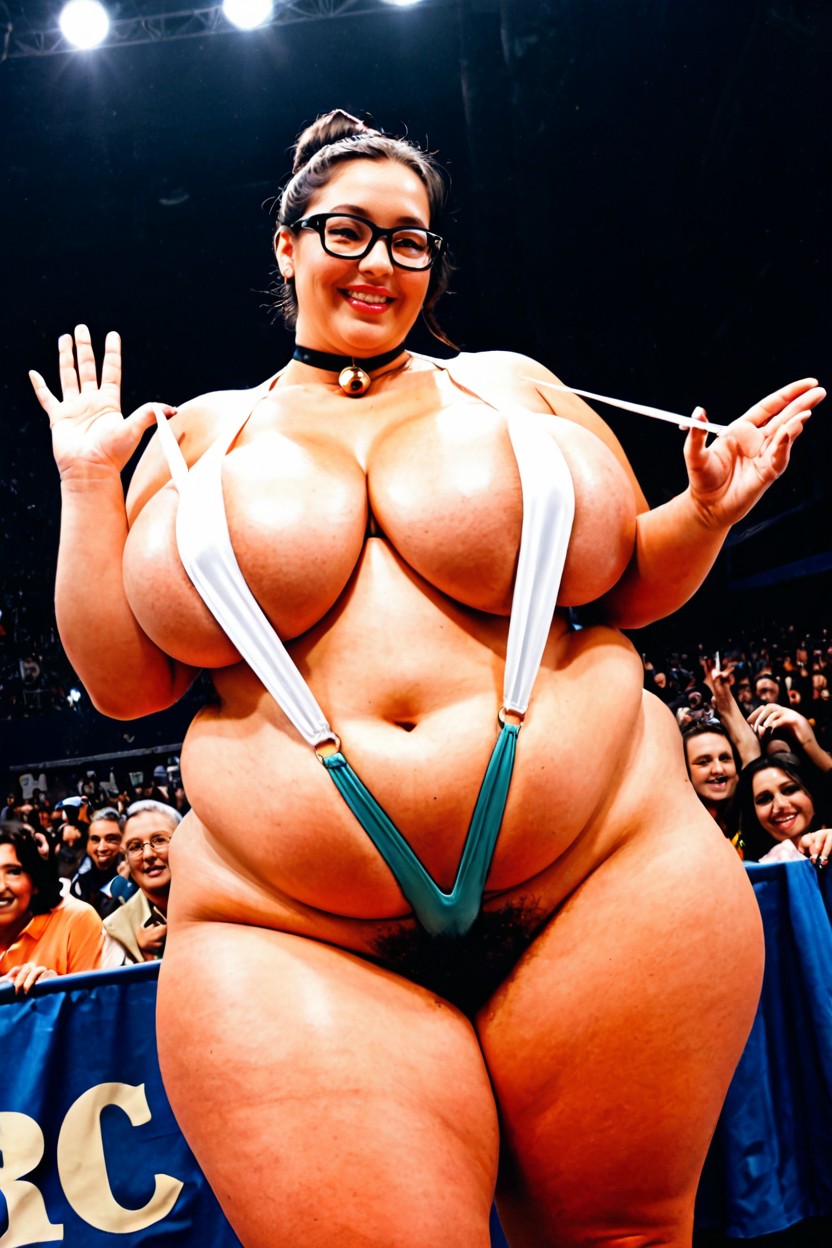 Thick Black Glasses, Fully Clothed, Side View BBW AI Porn