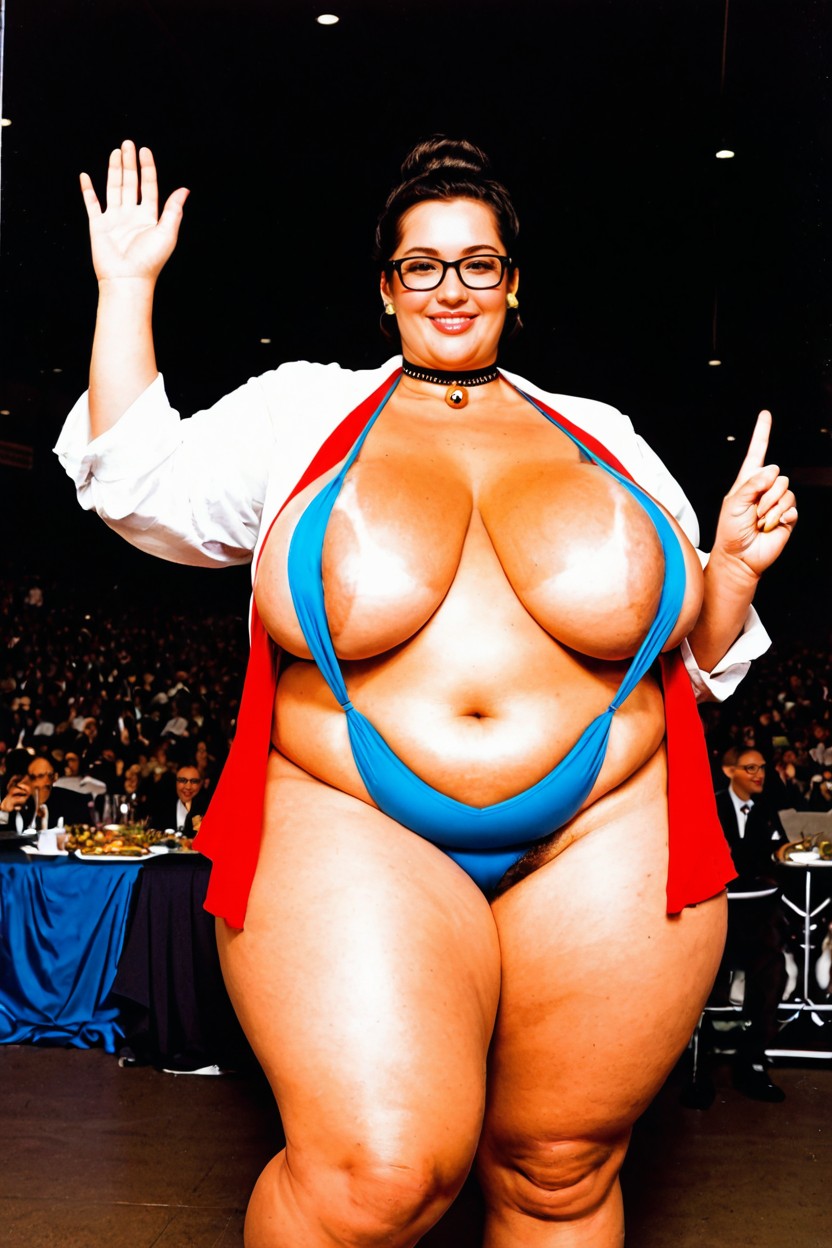 One Hand Open, Low Bun, Enormous Gigantic Wide Ass BBW AI Porn