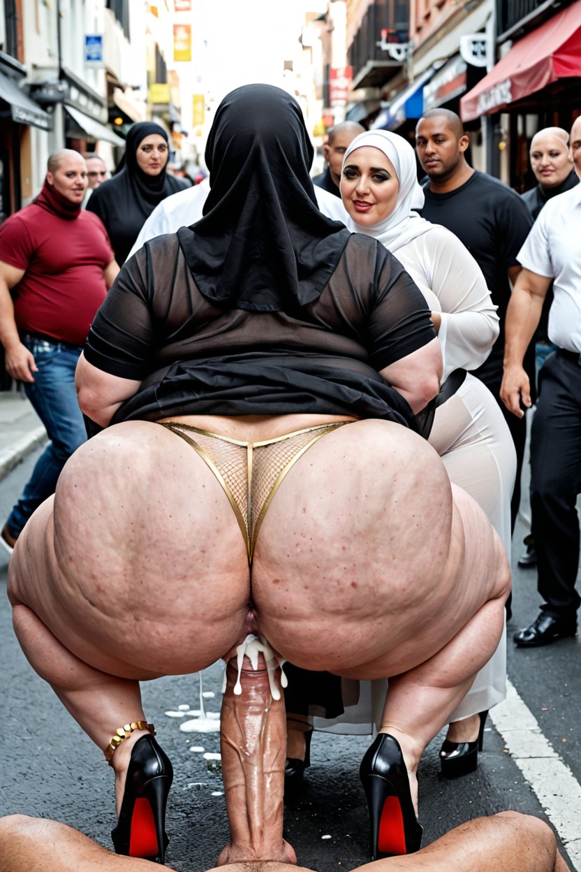 Colossal Hyper Ass, Black Background, Hyper Obese Hips BBW AI Porn