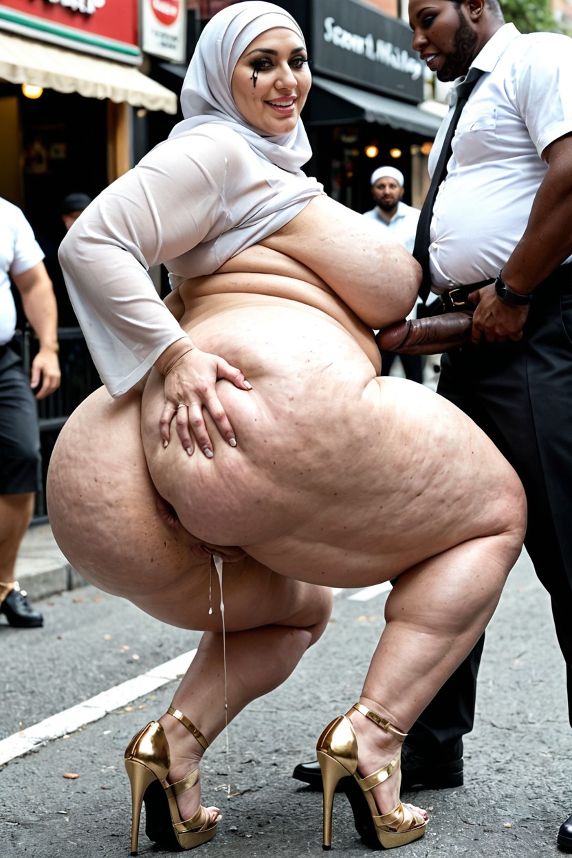 Cellulite, Mature Face, Excessive Fat Rolls BBW AI Porn