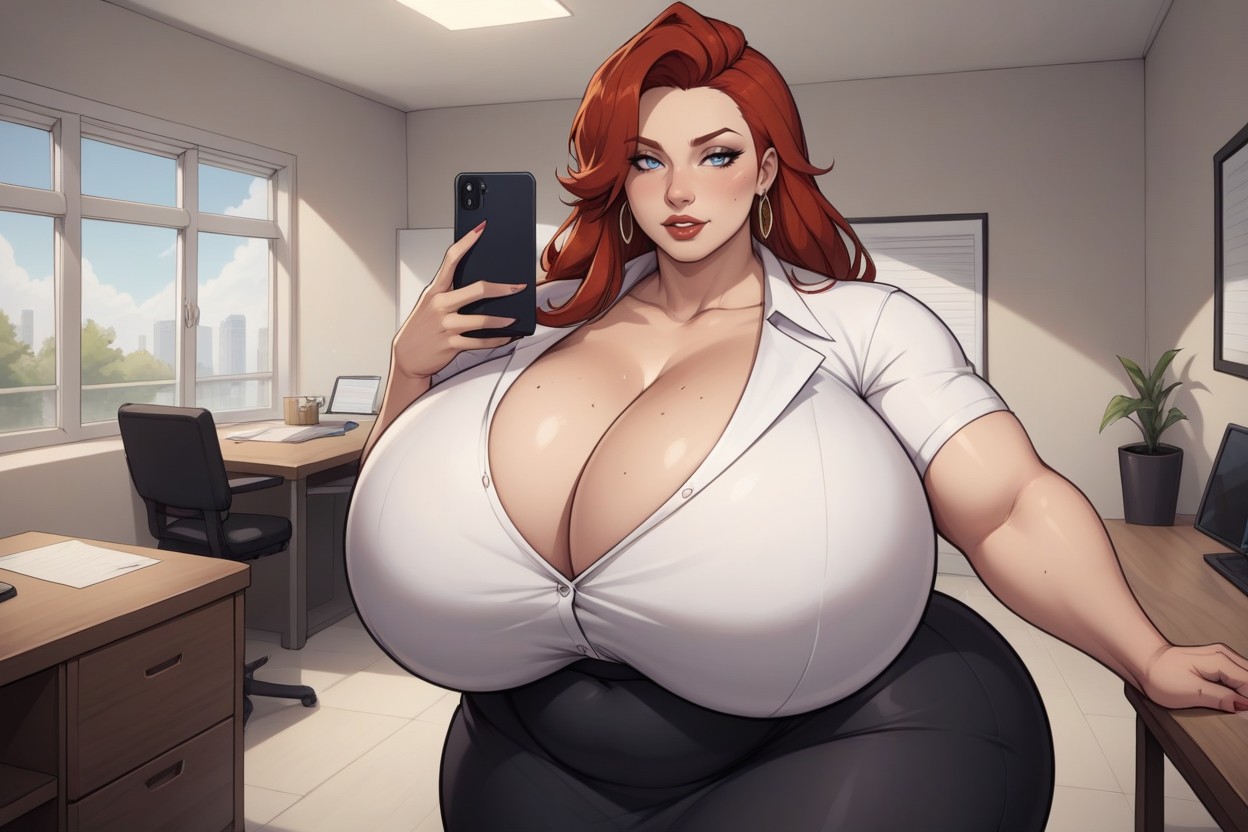 Cleavage, Becoming Fatter And Ultra-hyper Mega Fuller‑busted, Enlarges BBW AI Porn