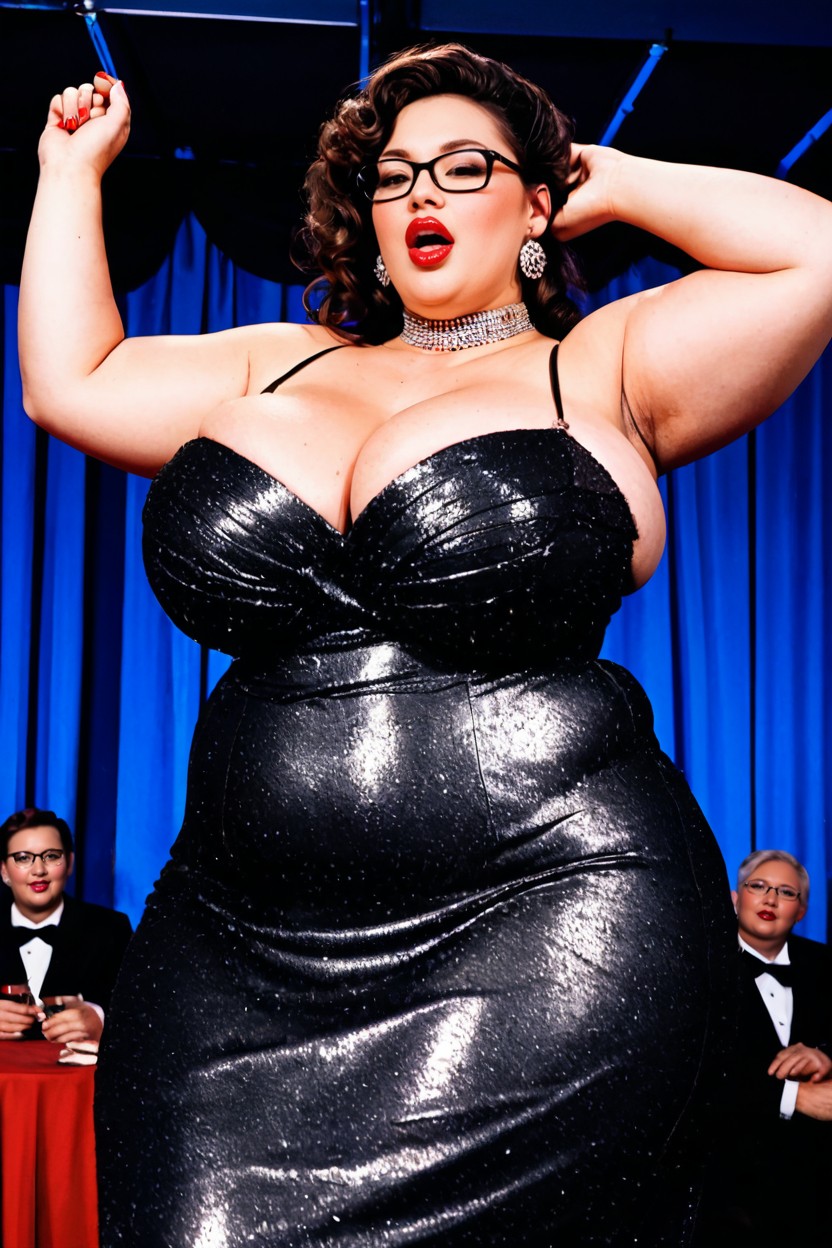 Seductive, Gorgeous Wavy Hair, Cheeks Flushed BBW AI Porn