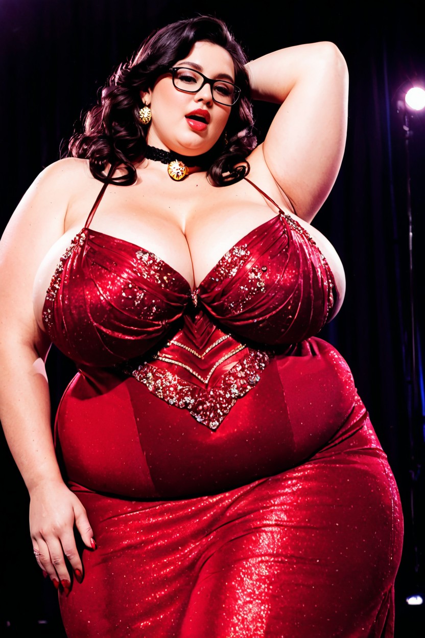 Entirely Hips Within Frame, One Arm Open, Oily Pale Skin BBW AI Porn