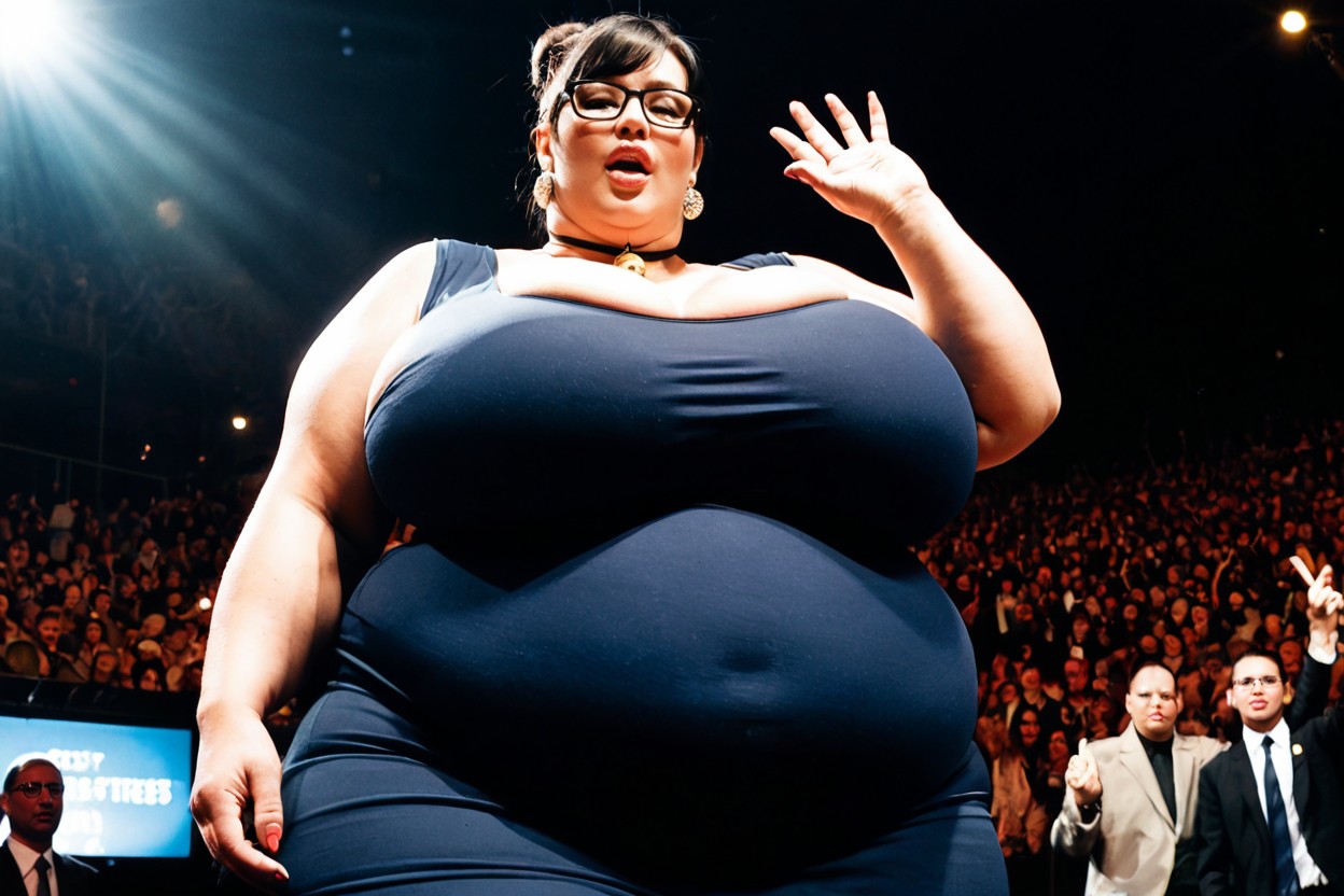 Fully Clothed, Round Plump Face, With Gestures BBW AI Porn