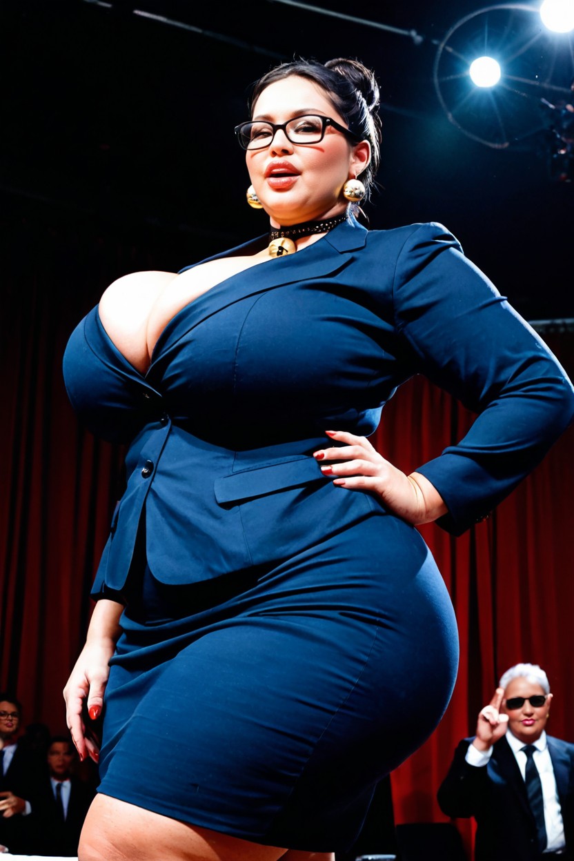 Earrings, Massive Obesity, High Bun BBW AI Porn