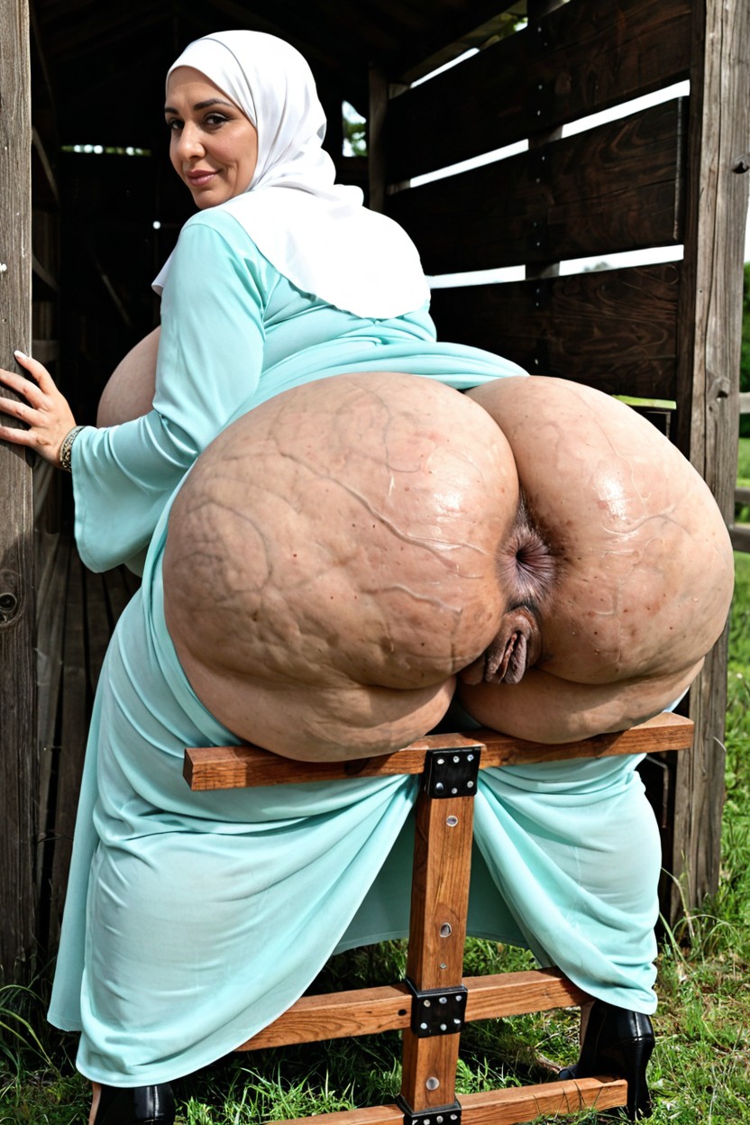 Burqa, Meadow, Persian Mature Standing BBW AI Porn