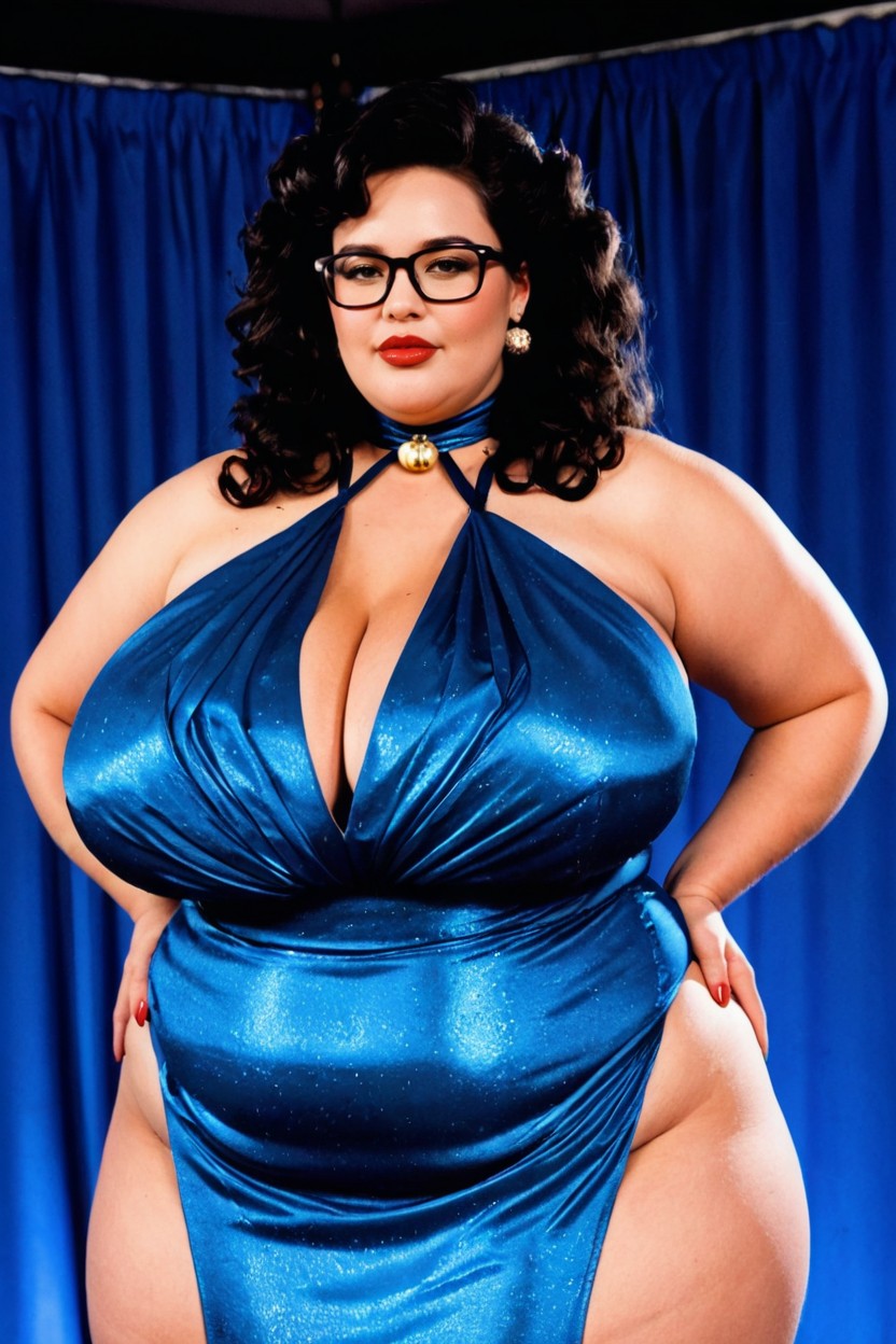 Skin Pores, Dazzling Sequins Clothes, Model BBW AI Porn