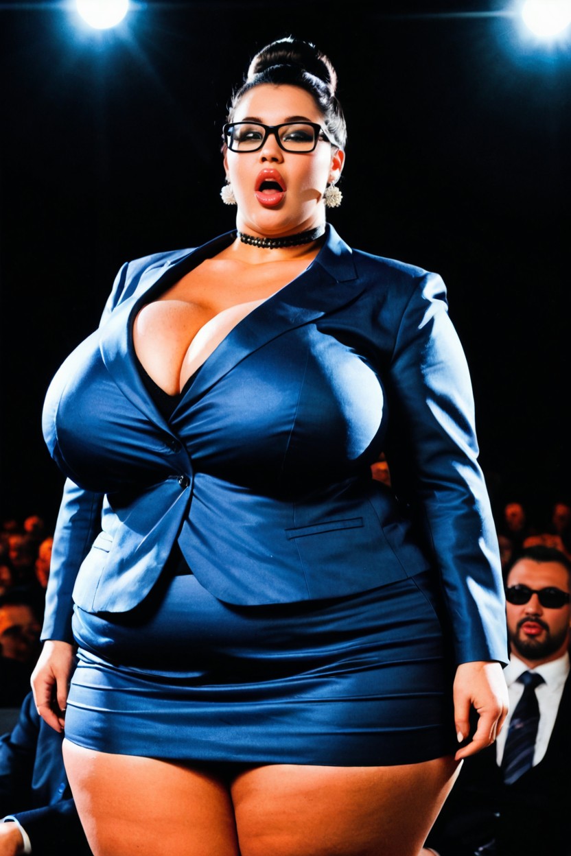 In The Spotlight, Massive Obesity, Fatty Presenter BBW AI Porn