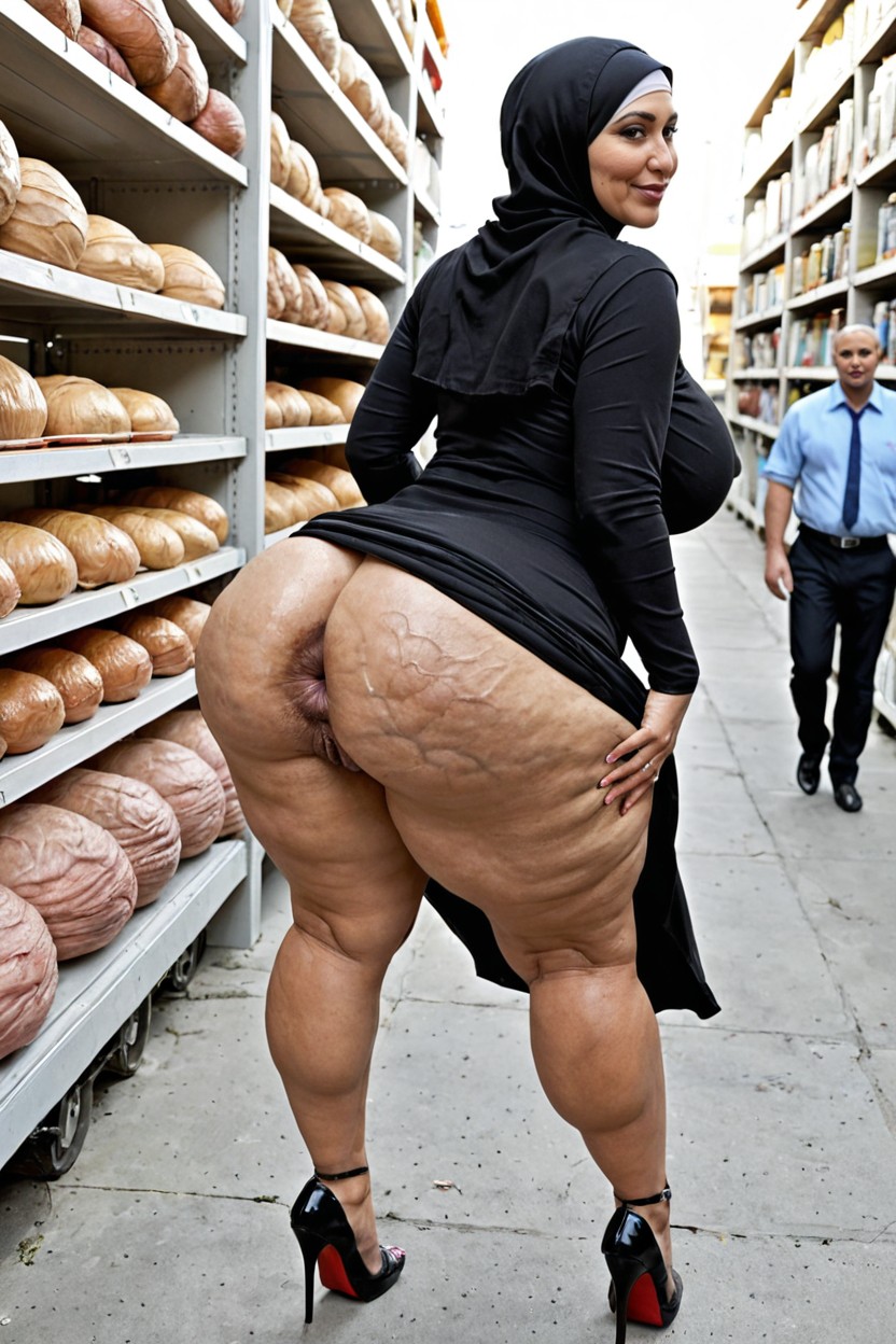 Extreme Anus, Slight Profile View, High Heels BBW AI Porn