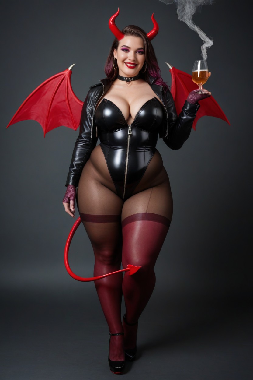 White Socks, Holding A Bottle Of Whisky And Wearing Choker, Full Body View Porno BBW IA