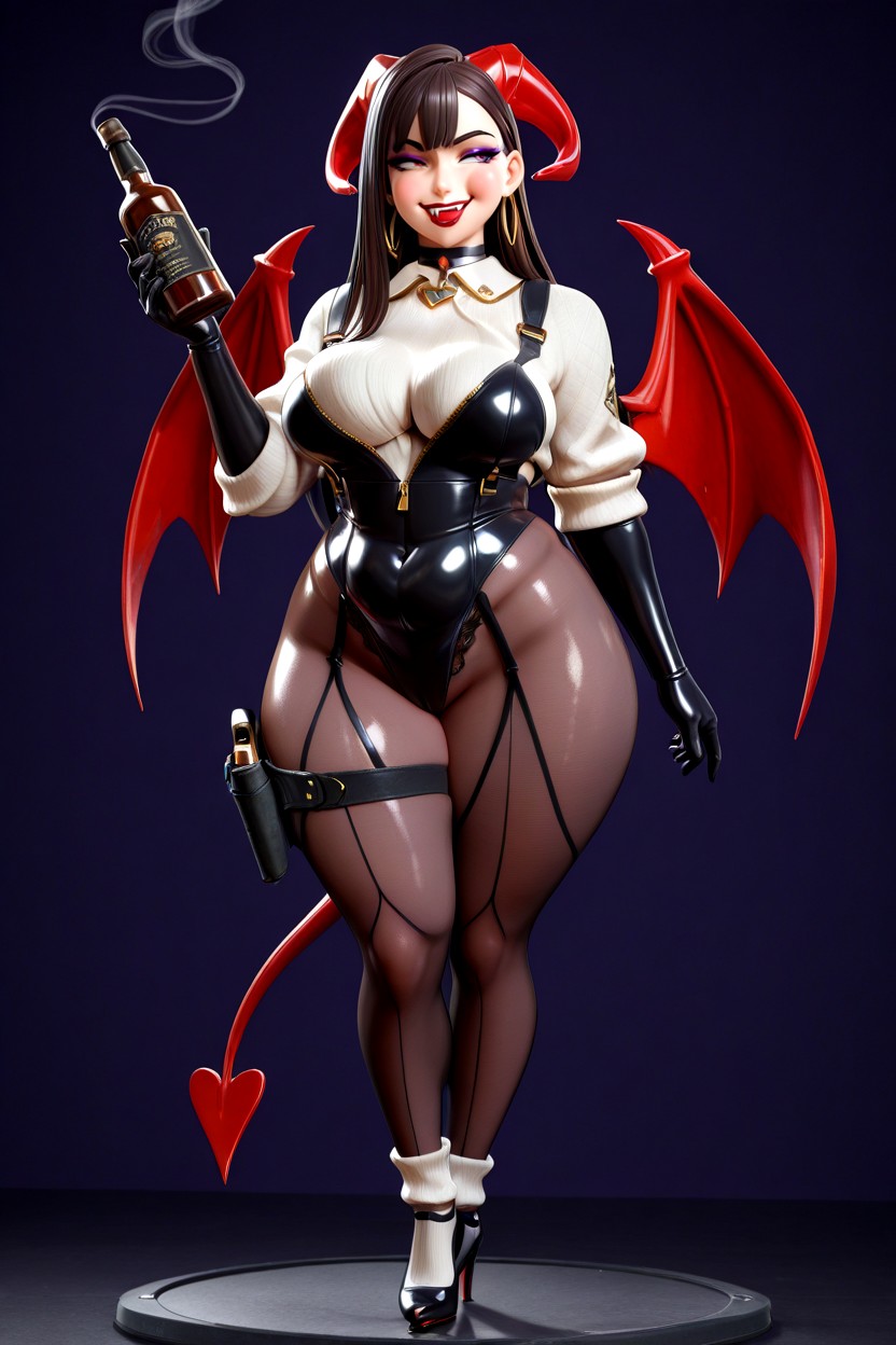 All Skin Is Smooth Red, Tall, Red Batwings On Upper Back BBW AI Porn