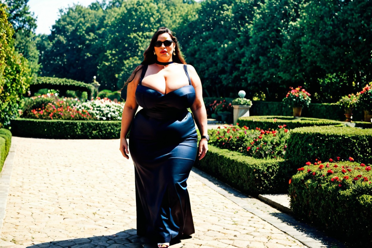Hyper Obesity, Thick Black Sunglasses, Grinning BBW AI Porn