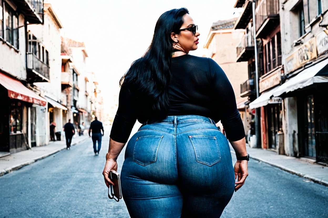 A Sports Watch, Round Chubby Face, Straight Black Hair BBW AI Porn