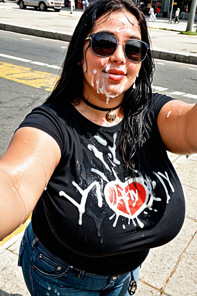 Very Wet Face, Modest, Mature Woman BBW AI Porn