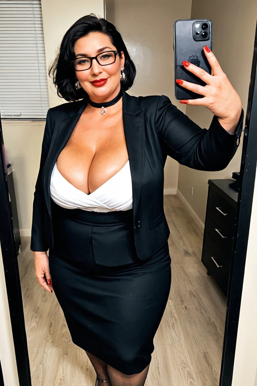 Plump Large Lips, 30+, Pale Skin BBW AI Porn