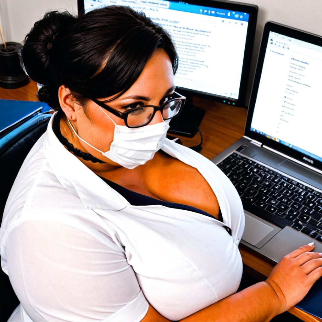 Laptop On The Desk, Modest, Pechos Grandes Porno BBW IA