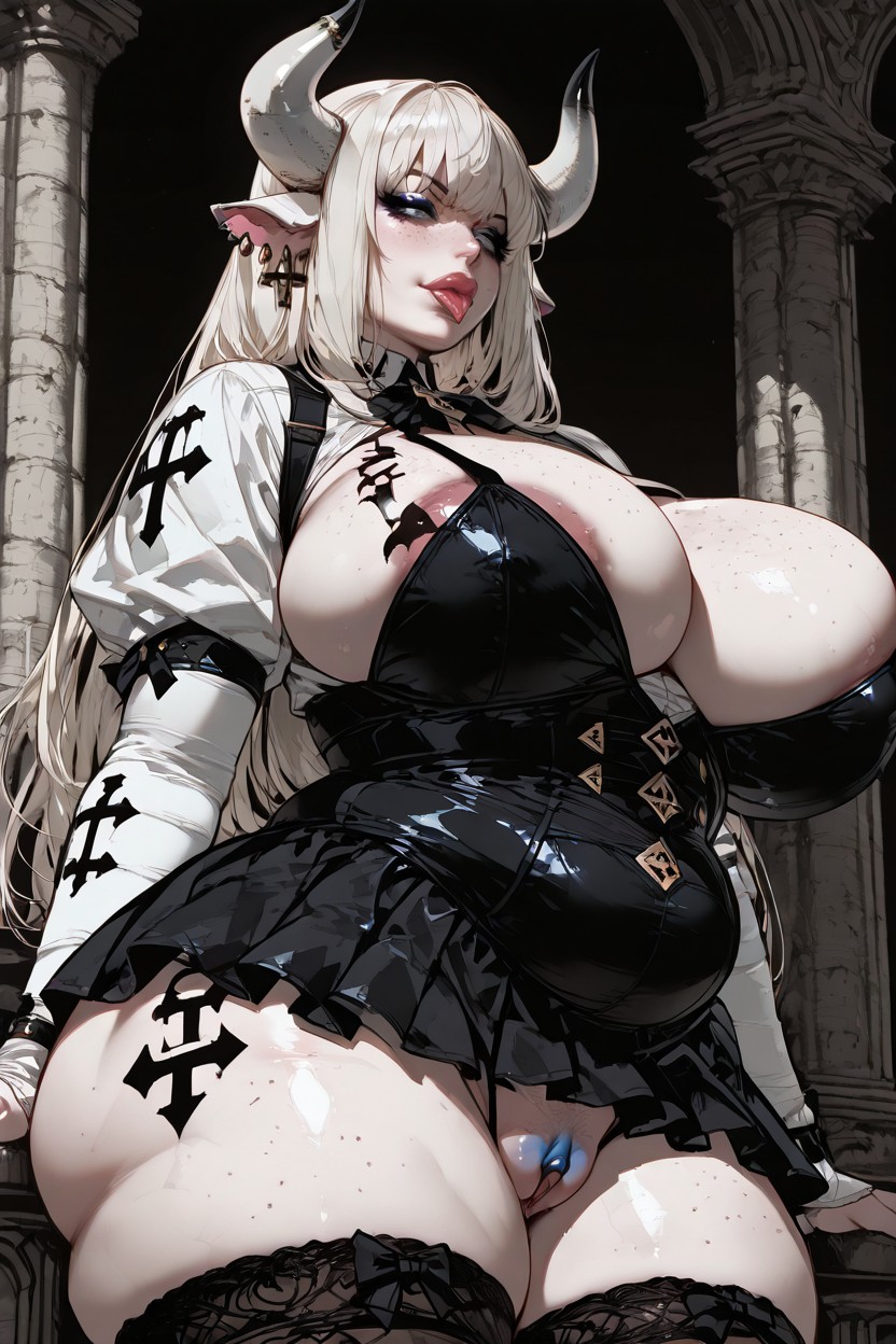 Bright Lighting, Hyper Colossal Breast Expansion, Horns BBW AI Porn