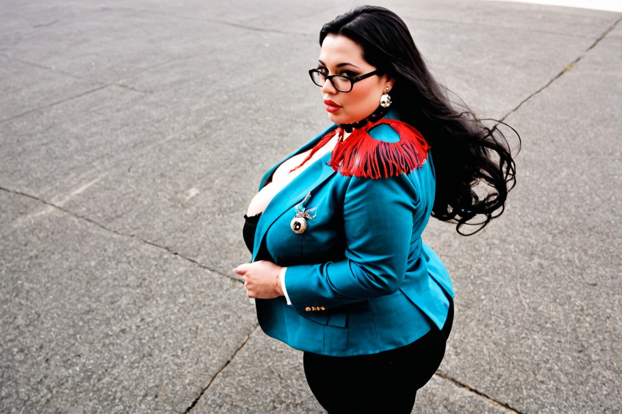 Full Body, Black Eyes, Fully Clothed BBW AI Porn