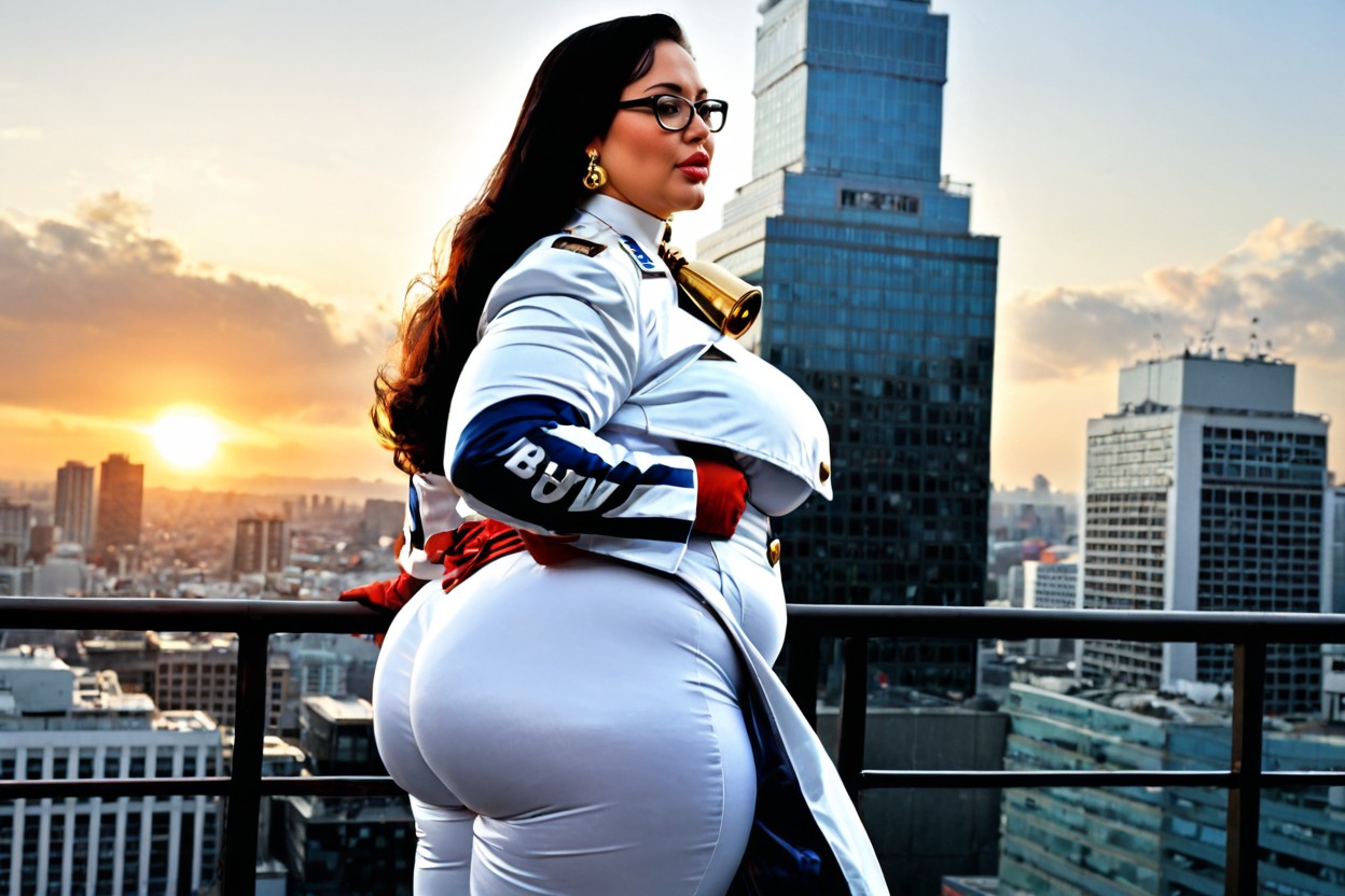 Confident Posture, Very Sleek Long Hair, Double Chin BBW AI Porn
