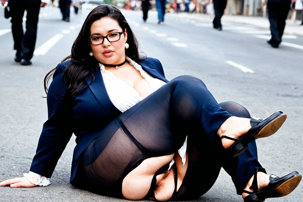 Ass In The Air, Pulled Down Black Trousers, Super Detailed Vaginal Hole And Butthole BBW KI Porno