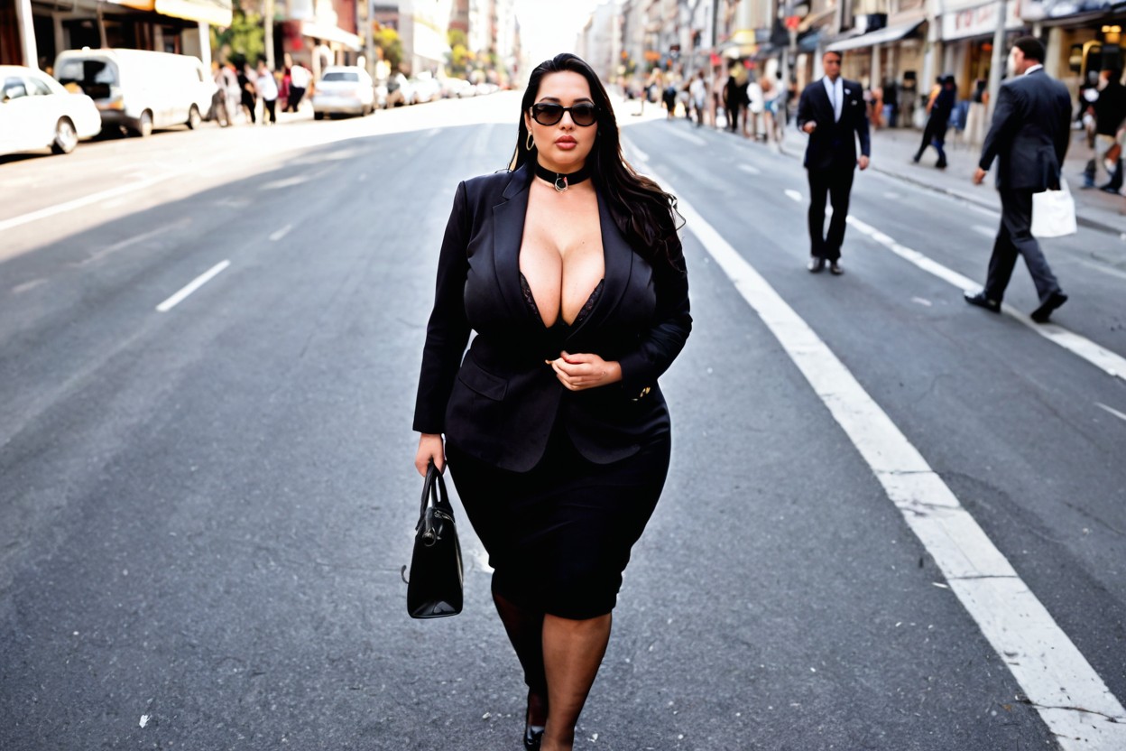 Modest, Thick Black Sunglasses, Sharp On Woman BBW AI Porn