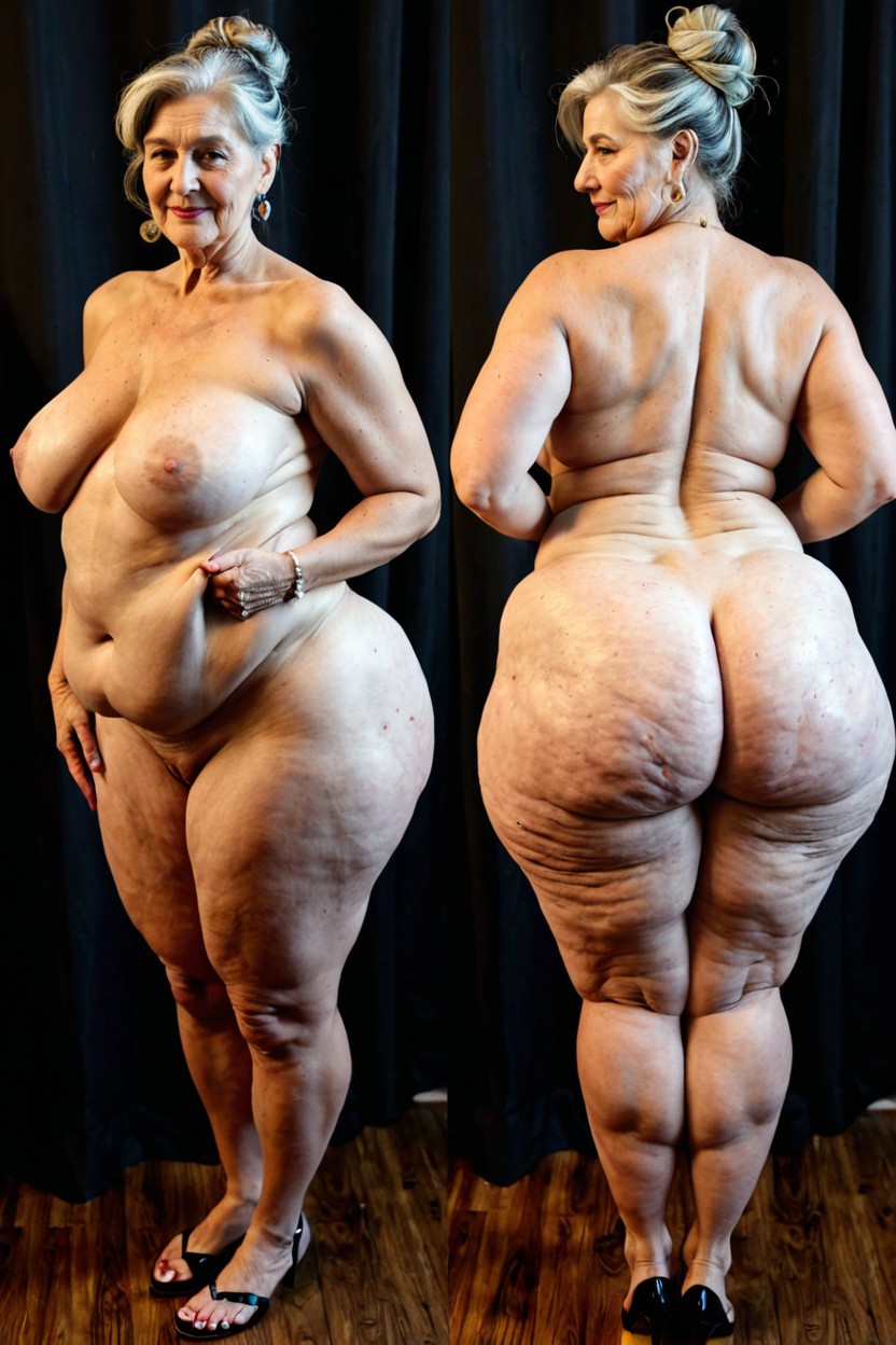 Morbid Obese Buttocks, Huge Super Wide Butt, Elegant Mature Woman BBW AI Porn