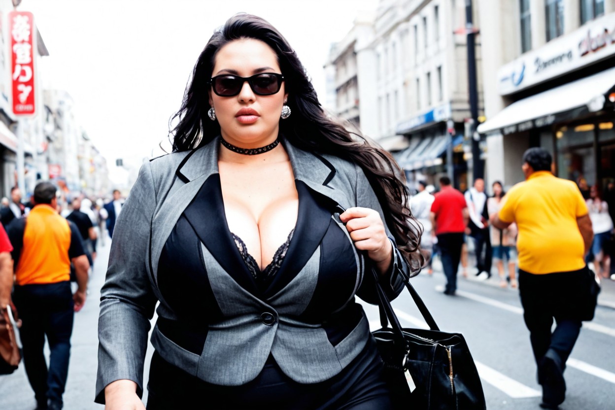 Hyper Fat, Motion Blur In Crowd, Waist Shot BBW AI Porn