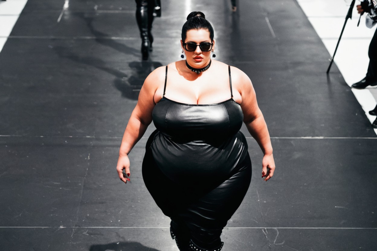 Reflective Surface, Round Plump Face, Sharp Focus On The Model BBW AI Porn