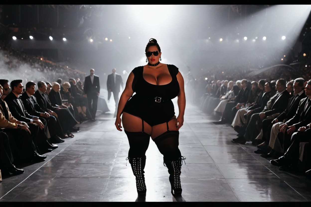 High-end Couture, Clothed Supermassive Thick Wide Hips, Deep Shadows BBW AI Porn