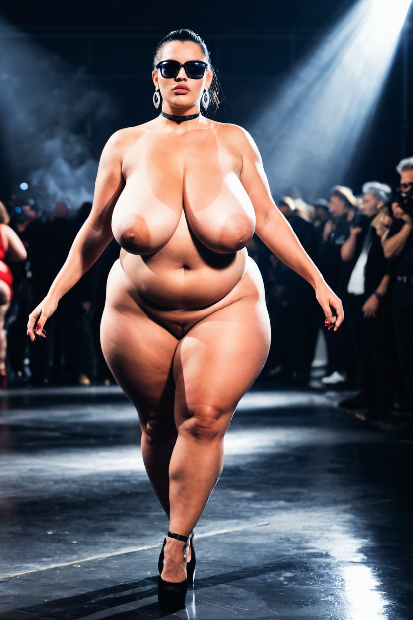 Strong Overhead Spotlights, De Arriba A Abajo, Dramatic Runway Lighting Porno BBW IA