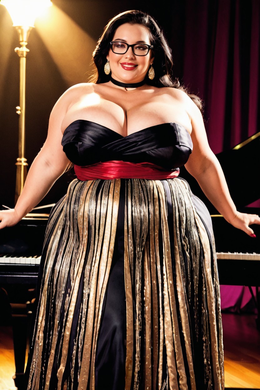 Earrings, Theatrical Atmosphere, Fatty Concert Pianist BBW AI Porn